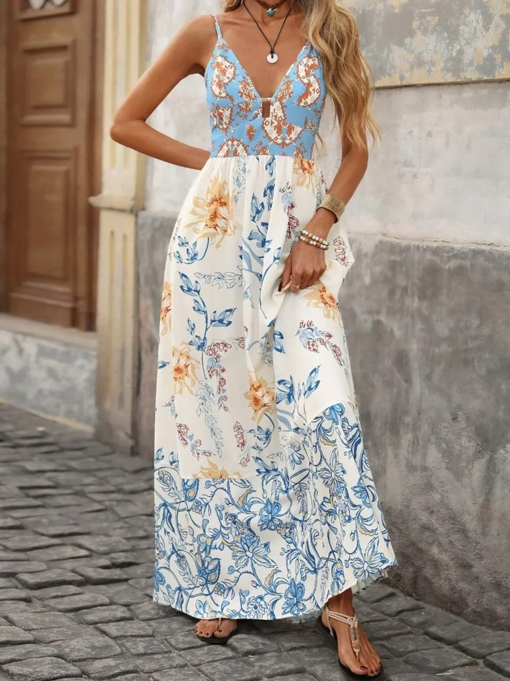 Multicolor Casual Women's Sleeveless Floral Print Elegant Summer Dress - Picture 6 of 7